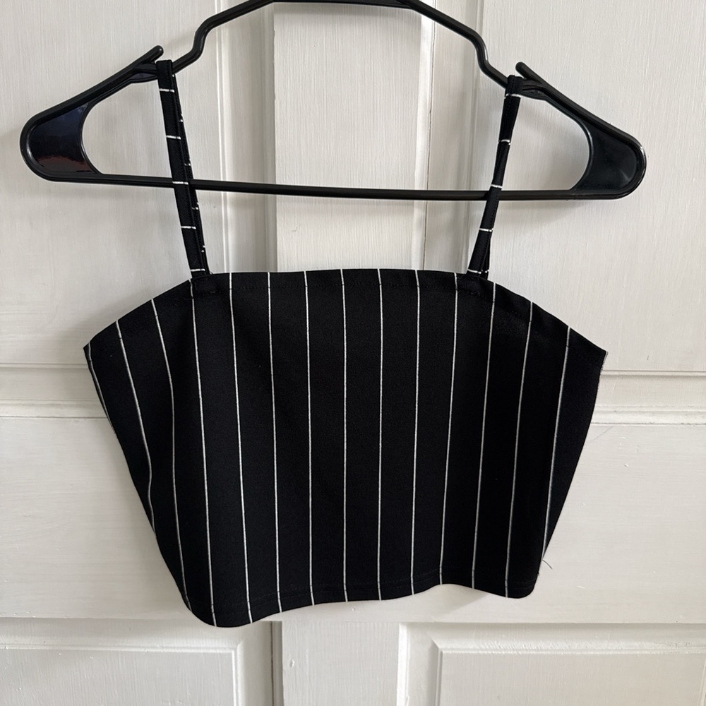 SHEIN Black and White Striped Crop Top